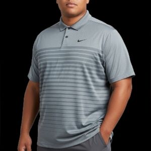 Nike Golf Dri-fit Gray Polo with Stripes